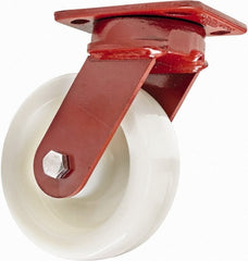 Hamilton - 6" Diam x 2" Wide x 7-1/2" OAH Top Plate Mount Swivel Caster - Plastic, 1,000 Lb Capacity, Sealed Precision Ball Bearing, 4 x 5" Plate - Exact Tooling