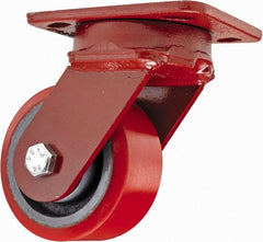 Hamilton - 4" Diam x 2" Wide x 5-5/8" OAH Top Plate Mount Swivel Caster - Polyurethane, 900 Lb Capacity, Sealed Precision Ball Bearing, 4 x 5" Plate - Exact Tooling