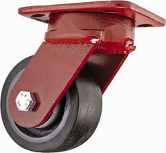 Hamilton - 4" Diam x 2" Wide x 5-5/8" OAH Top Plate Mount Swivel Caster - Steel, 1,400 Lb Capacity, Sealed Precision Ball Bearing, 4 x 5" Plate - Exact Tooling