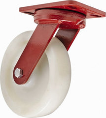 Hamilton - 8" Diam x 2" Wide x 9-3/4" OAH Top Plate Mount Swivel Caster - Plastic, 1,100 Lb Capacity, Sealed Precision Ball Bearing, 4-1/2 x 6-1/2" Plate - Exact Tooling