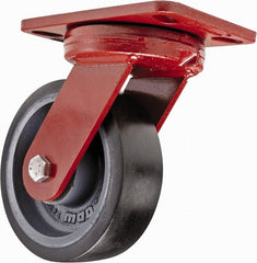 Hamilton - 6" Diam x 2" Wide x 7-3/4" OAH Top Plate Mount Swivel Caster - Polyurethane, 1,560 Lb Capacity, Sealed Precision Ball Bearing, 4-1/2 x 6-1/2" Plate - Exact Tooling
