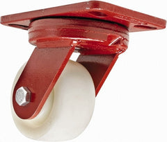 Hamilton - 4" Diam x 2" Wide x 5-5/8" OAH Top Plate Mount Swivel Caster - Plastic, 800 Lb Capacity, Sealed Precision Ball Bearing, 4-1/2 x 6-1/2" Plate - Exact Tooling