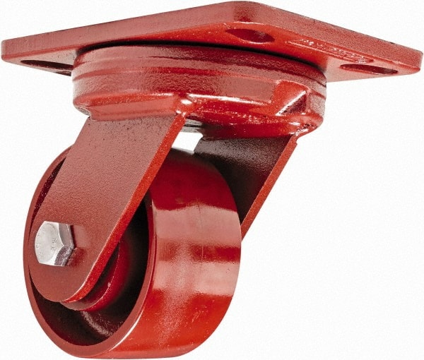 Hamilton - 4" Diam x 2" Wide x 5-5/8" OAH Top Plate Mount Swivel Caster - Steel, 1,000 Lb Capacity, Sealed Precision Ball Bearing, 4-1/2 x 6-1/2" Plate - Exact Tooling