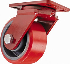 Hamilton - 6" Diam x 3" Wide x 7-1/2" OAH Top Plate Mount Swivel Caster - Polyurethane, 2,600 Lb Capacity, Sealed Precision Ball Bearing, 4-1/2 x 6-1/2" Plate - Exact Tooling