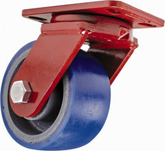 Hamilton - 6" Diam x 3" Wide x 7-1/2" OAH Top Plate Mount Swivel Caster - Polyurethane, 1,800 Lb Capacity, Sealed Precision Ball Bearing, 4-1/2 x 6-1/2" Plate - Exact Tooling