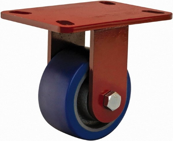 Hamilton - 4" Diam x 2" Wide x 5-5/8" OAH Top Plate Mount Rigid Caster - Polyurethane, 600 Lb Capacity, Sealed Precision Ball Bearing, 4 x 4-1/2" Plate - Exact Tooling