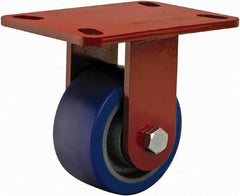 Hamilton - 4" Diam x 2" Wide x 5-5/8" OAH Top Plate Mount Rigid Caster - Polyurethane, 600 Lb Capacity, Sealed Precision Ball Bearing, 4 x 4-1/2" Plate - Exact Tooling