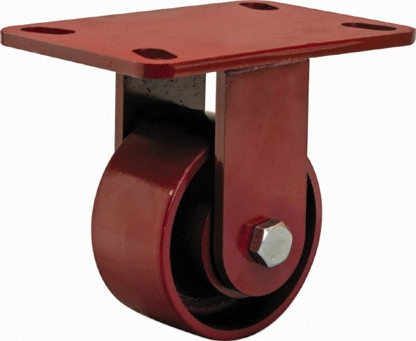 Hamilton - 4" Diam x 2" Wide x 5-5/8" OAH Top Plate Mount Rigid Caster - Steel, 1,400 Lb Capacity, Sealed Precision Ball Bearing, 4 x 4-1/2" Plate - Exact Tooling