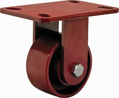 Hamilton - 4" Diam x 2" Wide x 5-5/8" OAH Top Plate Mount Rigid Caster - Steel, 1,400 Lb Capacity, Sealed Precision Ball Bearing, 4 x 4-1/2" Plate - Exact Tooling