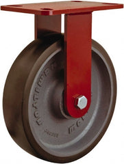 Hamilton - 8" Diam x 2" Wide x 9-1/2" OAH Top Plate Mount Rigid Caster - Steel, 1,500 Lb Capacity, Sealed Precision Ball Bearing, 4 x 4-1/2" Plate - Exact Tooling