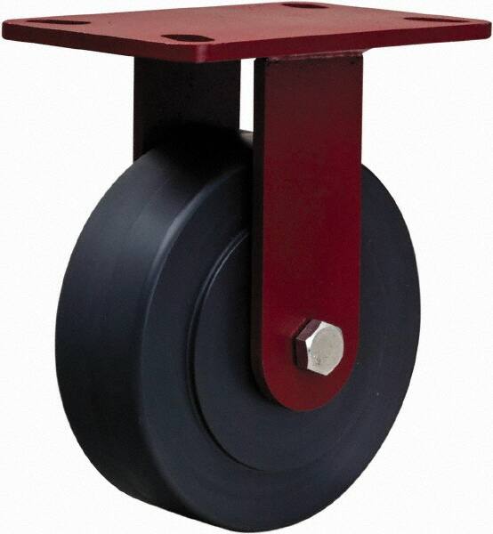 Hamilton - 6" Diam x 2" Wide x 7-1/2" OAH Top Plate Mount Rigid Caster - Plastic, 2,300 Lb Capacity, Sealed Precision Ball Bearing, 4 x 4-1/2" Plate - Exact Tooling