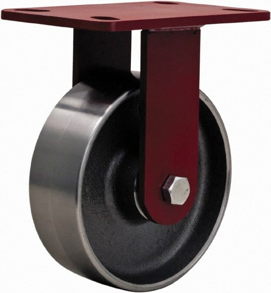 Hamilton - 6" Diam x 2" Wide x 7-1/2" OAH Top Plate Mount Rigid Caster - Steel, 2,500 Lb Capacity, Sealed Precision Ball Bearing, 4 x 4-1/2" Plate - Exact Tooling