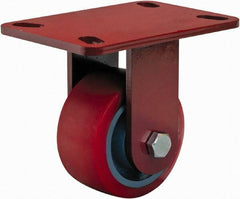 Hamilton - 4" Diam x 2" Wide x 5-5/8" OAH Top Plate Mount Rigid Caster - Polyurethane, 900 Lb Capacity, Sealed Precision Ball Bearing, 4 x 4-1/2" Plate - Exact Tooling