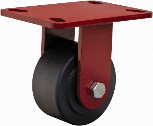 Hamilton - 4" Diam x 2" Wide x 5-5/8" OAH Top Plate Mount Rigid Caster - Plastic, 1,000 Lb Capacity, Sealed Precision Ball Bearing, 4 x 4-1/2" Plate - Exact Tooling
