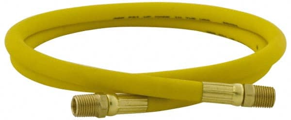 PRO-SOURCE - 1/2" ID x 3/4" OD 100' Long Multipurpose Air Hose - MNPT x MNPT Ends, 300 Working psi, 23 to 150°F, 1/2" Fitting, Yellow - Exact Tooling