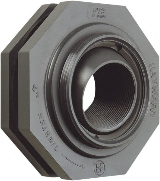 Hayward - 1" PVC Plastic Pipe Self-Aligning Bulkhead Fitting - Schedule 80, Thread x Thread End Connections - Exact Tooling