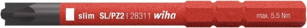 Wiha - 6mm Drive, #2 Reversible Pozidriv/Slotted Screwdriver Bit - 75mm OAL - Exact Tooling