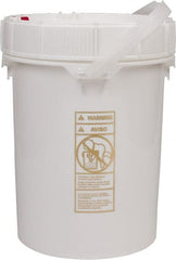 Made in USA - 5 Gal, High-Density Polyethylene Round White Single Pail - Handle & Lid Included - Exact Tooling
