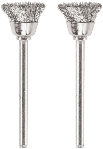 Dremel - 1/2" Diam, 1/8" Shank Diam, Steel Fill Cup Brush - 15,000 Max RPM - Exact Tooling
