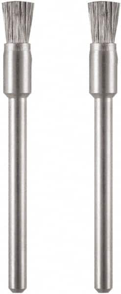 Dremel - 1/8" Brush Diam, Flat Faced, End Brush - 1/8" Diam Steel Shank, 15,000 Max RPM - Exact Tooling
