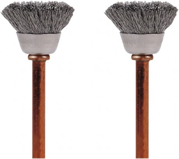 Dremel - 1/2" Brush Diam, Flat Faced, End Brush - 1/8" Diam Steel Shank, 15,000 Max RPM - Exact Tooling