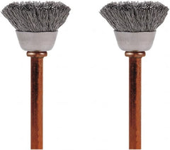 Dremel - 1/2" Brush Diam, Flat Faced, End Brush - 1/8" Diam Steel Shank, 15,000 Max RPM - Exact Tooling