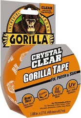 Gorilla Tape - 1-7/8" x 18 Yds Clear Duct Tape - 7 mil, Acrylic Adhesive, Ethylene Copolymer Backing, -4°F to 140°F - Exact Tooling