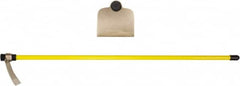 Ampco - 6-1/2" High x 7-3/4" Wide Square Aluminum Bronze Hoe - 55" Long Fiberglass Straight Handle, No Step - Exact Tooling