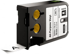 Dymo - 3/4" Wide x 276" Long, Black on White Vinyl Cartridge - For DYMO XTL Printers 1868813, 1868814, 1868815 - Exact Tooling
