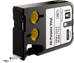 Dymo - 1/2" Wide x 276" Long, Black on White Vinyl Cartridge - For DYMO XTL Printers 1868813, 1868814, 1868815 - Exact Tooling