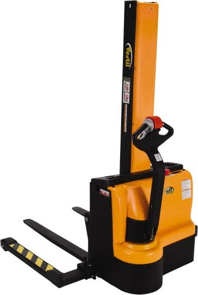 Vestil - 2,200 Lb Capacity, 61" Lift Height, Battery Powered Stacker - 1-1/2" Lowered Height, 42" Fork Length, 58" Overall Width - Exact Tooling