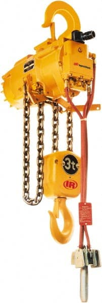 Ingersoll-Rand - 10,000 Lb Load Limit, 10' Max Height Air Chain Hoist - 70 SCFM at 90 PSI, 4 FPM Lift Speed, 30.9" Min Headroom, Pendant Control - Exact Tooling
