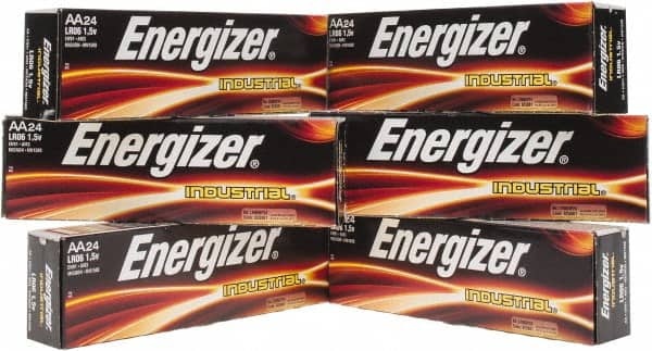 Energizer - Size AA, Alkaline, 144 Pack, Standard Battery - 1.5 Volts, Flat Terminal, LR6, ANSI, IEC Regulated - Exact Tooling