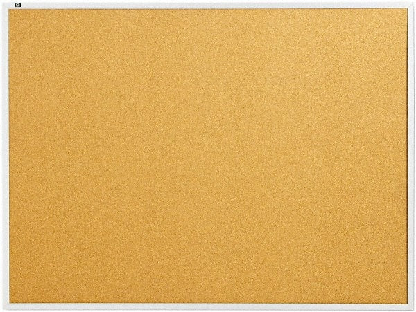 Quartet - 48" Wide x 36" High Open Cork Bulletin Board - Natural Cork over Fiberboard, Aluminum Frame - Exact Tooling
