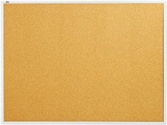 Quartet - 48" Wide x 36" High Open Cork Bulletin Board - Natural Cork over Fiberboard, Aluminum Frame - Exact Tooling