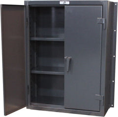 Strong Hold - 2 Shelf Wall Storage Cabinet - Steel, 36" Wide x 14" Deep x 48" High, Dark Gray - Exact Tooling