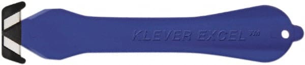 Klever Innovations - Fixed Safety Cutter - 1-1/4" Carbon Steel Blade, Blue Plastic Handle, 1 Blade Included - Exact Tooling