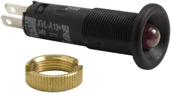 Schneider Electric - 24 V Red Lens LED Pilot Light - Quick Connect Tag Connector, 12mm Wide - Exact Tooling