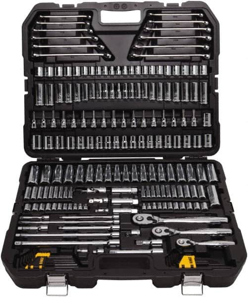DeWALT - 204 Piece 1/4, 3/8 & 1/2" Drive Mechanic's Tool Set - Comes in Plastic Case - Exact Tooling