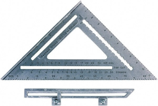 SAVAGE by SWANSON - 12" Blade Length x 12" Base Length, Aluminum Rafter Square - 1/4" Graduation - Exact Tooling