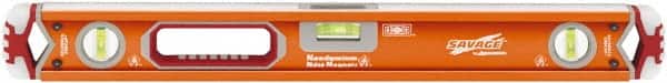 SAVAGE by SWANSON - Magnetic 24" Long 3 Vial Box Beam Level - Aluminum, Orange - Exact Tooling
