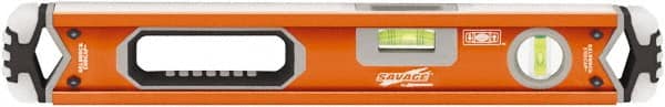 SAVAGE by SWANSON - 18" Long 3 Vial Box Beam Level - Aluminum, Orange - Exact Tooling