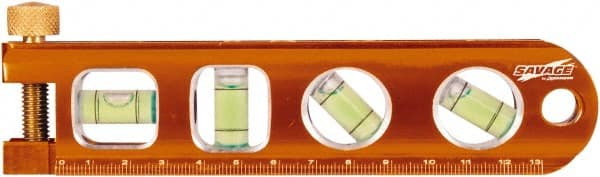 SAVAGE by SWANSON - Magnetic 9" Long 4 Vial Torpedo Level - Aluminum, Orange - Exact Tooling
