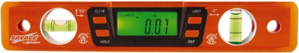 SAVAGE by SWANSON - Magnetic 9" Long 2 Vial Torpedo Level - Aluminum, Orange - Exact Tooling