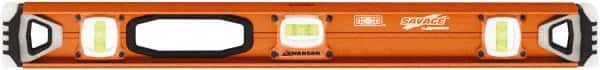 SAVAGE by SWANSON - 24" Long 3 Vial I-Beam Level - Aluminum, Orange - Exact Tooling