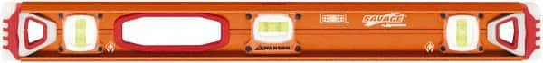 SAVAGE by SWANSON - Magnetic 24" Long 3 Vial I-Beam Level - Aluminum, Orange - Exact Tooling