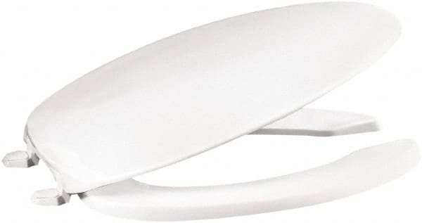 CENTOCO - 18-3/4 Inch Long, 2 Inch Inside Width, Polypropylene, Elongated, Open Front with Cover, Toilet Seat - 14 Inch Outside Width, Commercial, Hotel-Motel, Institutional Installation, White - Exact Tooling