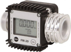 PRO-LUBE - 1" NPT Port Electronic Digital Flowmeter & Totalizer - 300 Max psi, 1.3 to 32 GPM, Aluminum - Exact Tooling