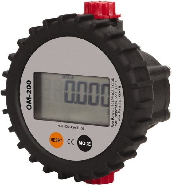 PRO-LUBE - 1/2" FNPT Port Oval Gear Flowmeter with Local Display - 1000 Max psi, 0.3 to 8 GPM, Aluminum - Exact Tooling