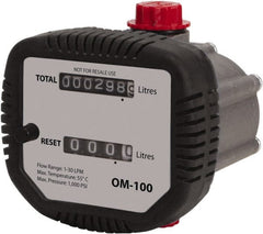 PRO-LUBE - 1/2" FNPT Port Oval Gear Flowmeter with Local Display - 1000 Max psi, 0.3 to 8 GPM, Aluminum - Exact Tooling